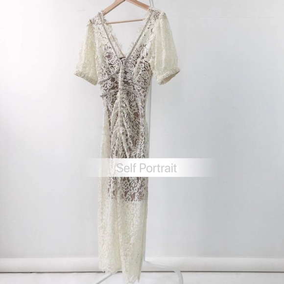 Self Portrait Camellia dress crystal lace UK8 - Picture 10 of 16